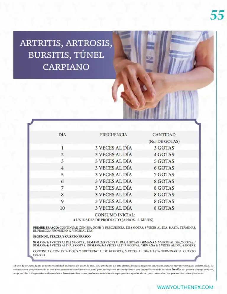 Programa de oxigenación con Nexo2 para artritis, artrosis y túnel carpiano